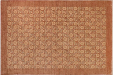 handmade Transitional Kafkaz Chobi Ziegler Brown Tan Hand Knotted RECTANGLE 100% WOOL area rug 10 x 14